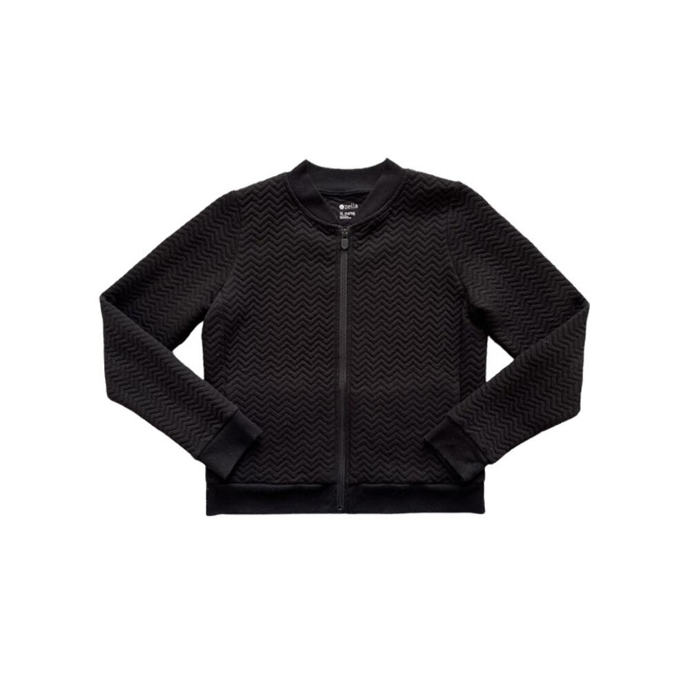Zella Black Quilted Chevron Knit Jacket Size XL(14/16)